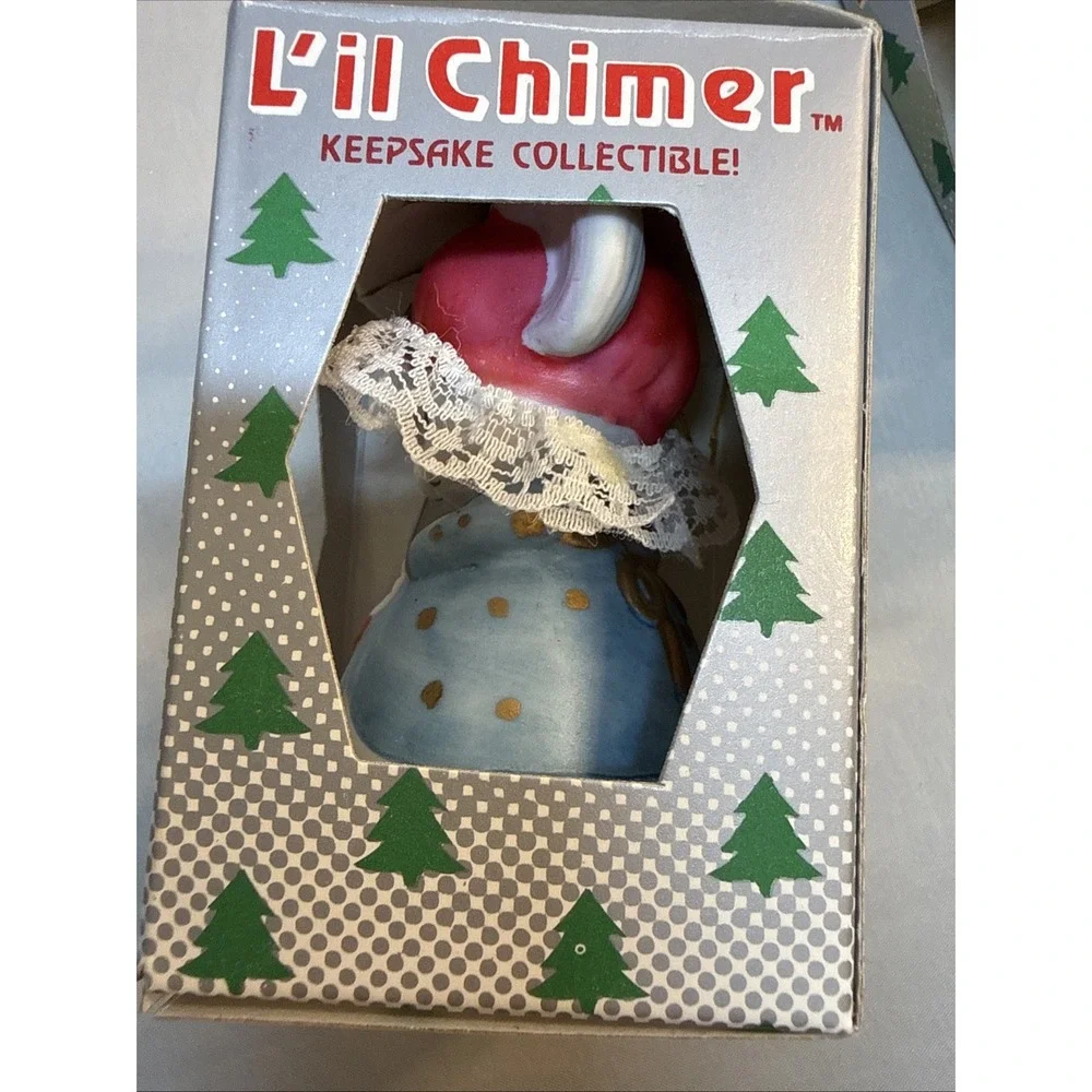 Lot of 4 Vtg Jasco L'il Chimers Christmas Bell Ornaments Porcelain w/ Boxes READ